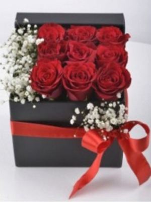 Kutuda 9 Kırmızı Gül